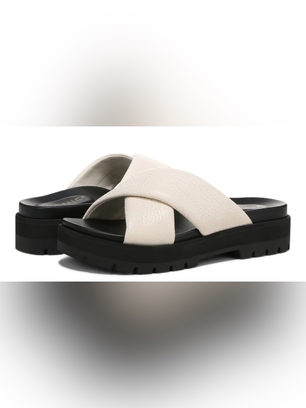 Vionic Vesta Slide on Sandals Cream and Black Size 7